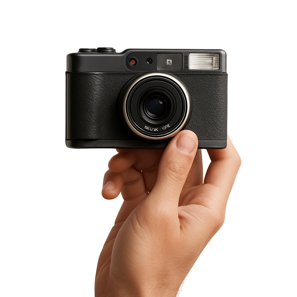 Hand holding a camera