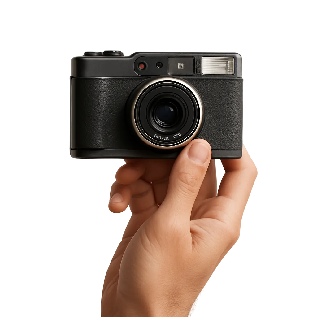 Hand holding a camera